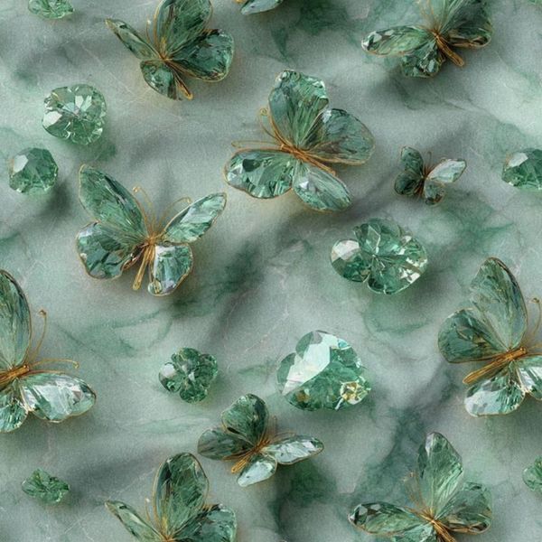 پارچه مخمل روبالشی پارچه باما طرح سه بعدی پروانه فانتزی کد 5014089