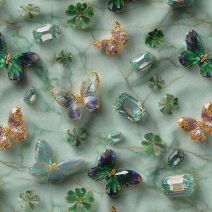 پارچه مخمل روبالشی پارچه باما طرح سه بعدی پروانه فانتزی کد 5014090