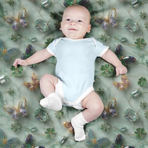 پارچه مخمل روبالشی پارچه باما طرح سه بعدی پروانه فانتزی کد 5014090