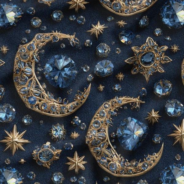 پارچه مخمل روبالشی پارچه باما طرح سه بعدی ماه فانتزی  کد 5014091