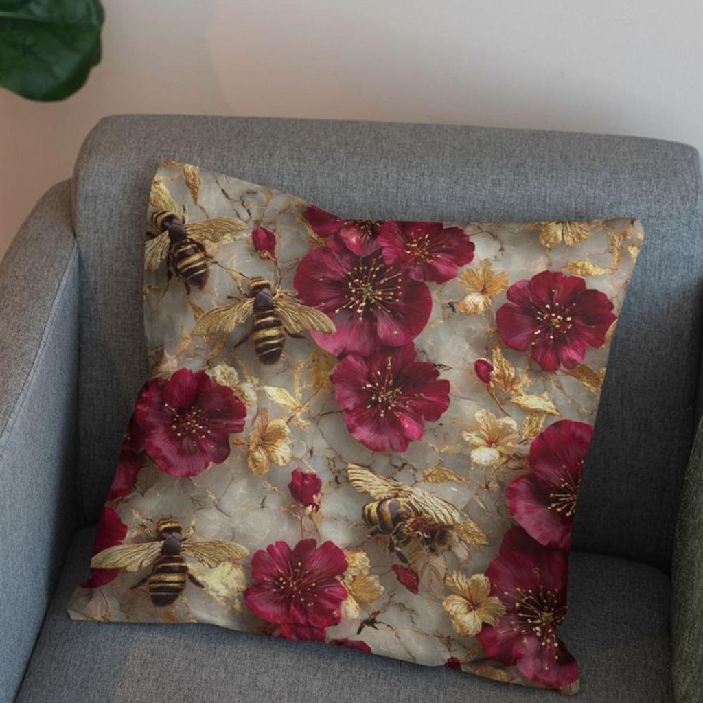 خرید انلاین پارچه مخمل روبالشی پارچه باما طرح سه بعدی گل  کد 5014093