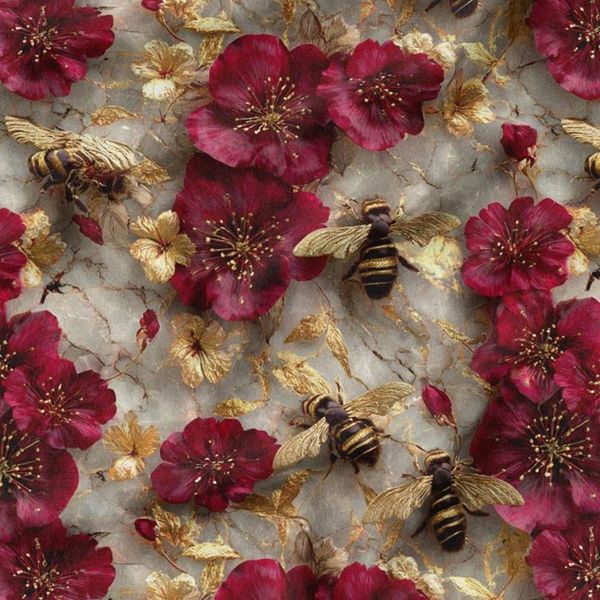 پارچه مخمل روبالشی پارچه باما طرح سه بعدی گل  کد 5014093