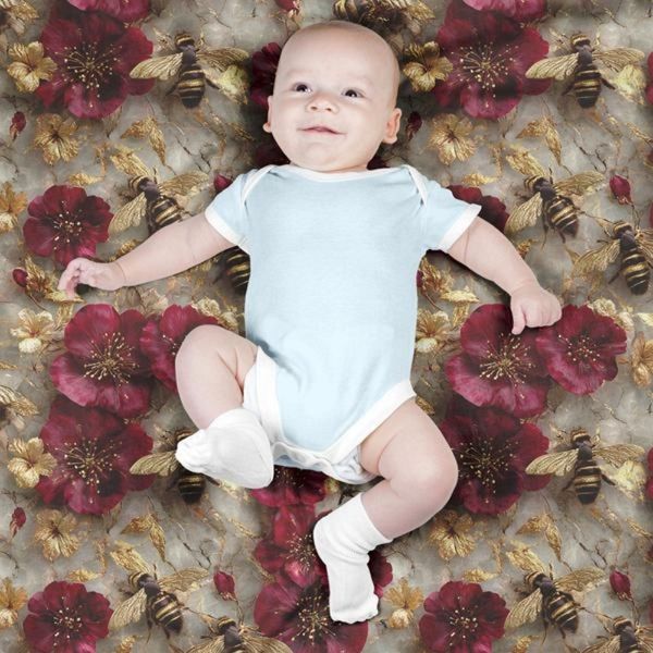 پارچه مخمل روبالشی پارچه باما طرح سه بعدی گل  کد 5014093