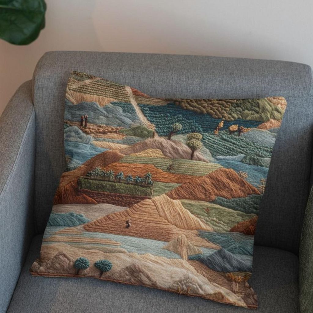 قیمت ارزان پارچه مخمل روبالشی پارچه باما طرح سه بعدی طبیعت کد 5014097