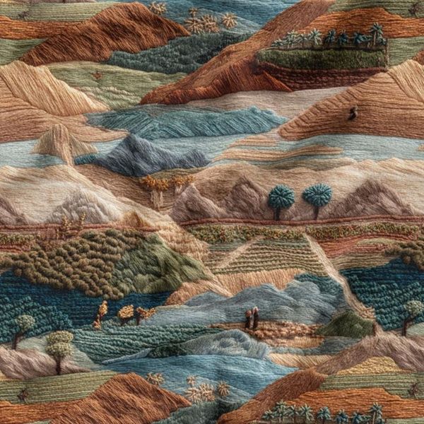 پارچه مخمل روبالشی پارچه باما طرح سه بعدی طبیعت کد 5014097