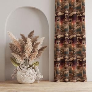 قیمت پارچه مخمل روبالشی پارچه باما طرح سه بعدی شهر کویری کد 5014098