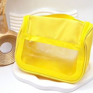 کیف آرایشی واشبگ بیضی رنگ زرد سایز بزرگ WASHBAG