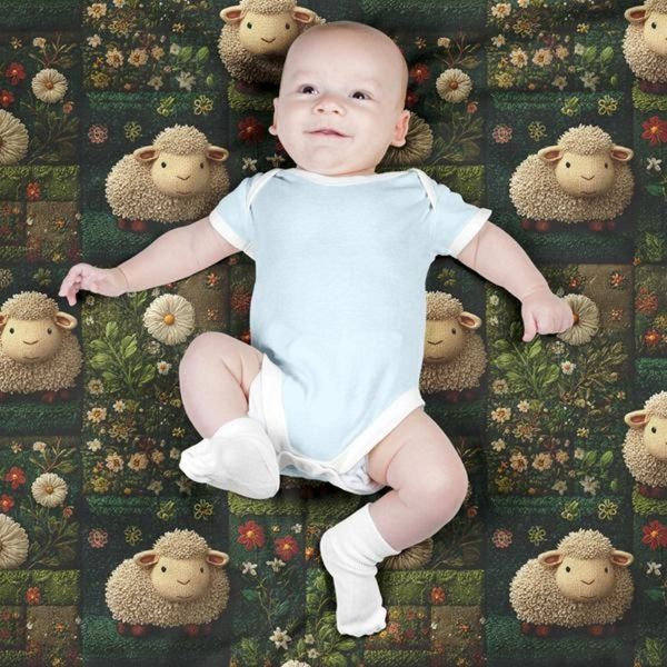 پارچه مخمل روبالشی پارچه باما طرح سه بعدی ببعی بازیگوش کد 5014116