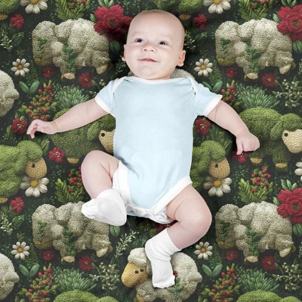 پارچه مخمل روبالشی پارچه باما طرح سه بعدی ببعی بازیگوش کد 5014118