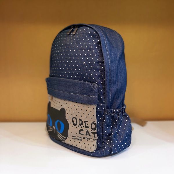 کوله پشتی جین طرح گربه خالخالی