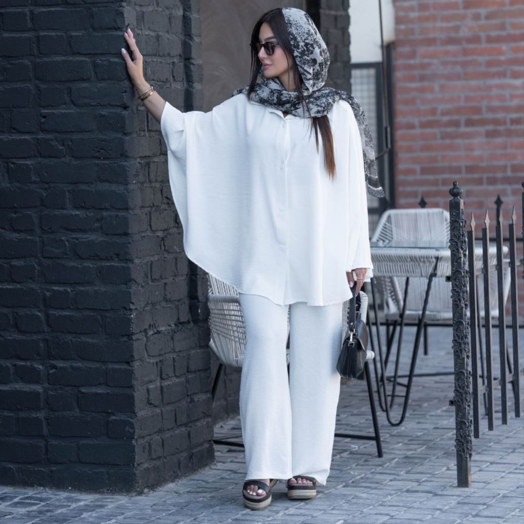 خرید انلاین مانتو شلوار ابروبادی رزین