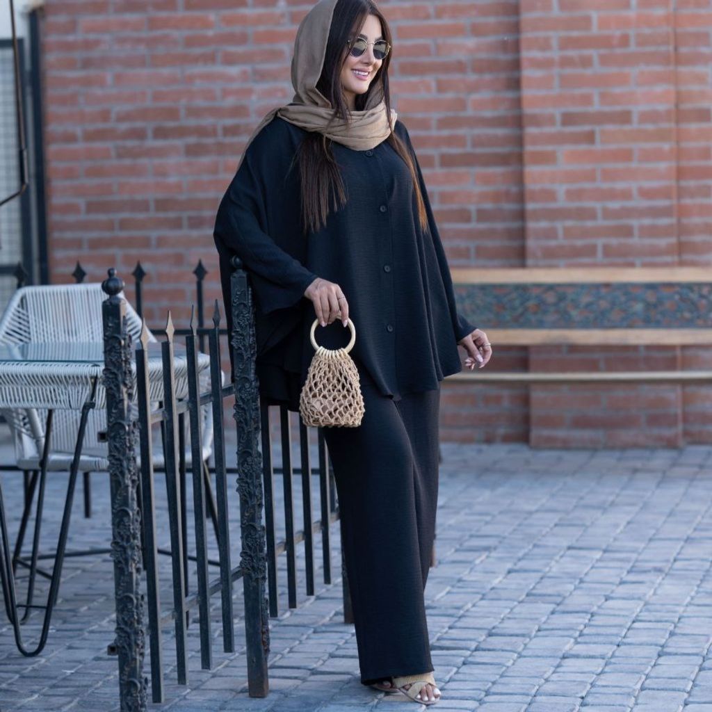 خرید انلاین مانتو شلوار ابروبادی رزین