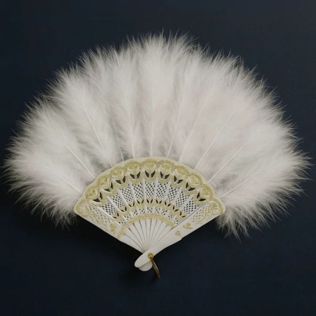 فروش اینترنتی بادبزن مجلسی پر سفید اعلا