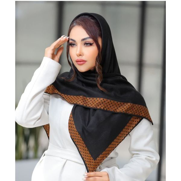 روسری نخ پنبه سیا اسکارف اعلا قواره صد