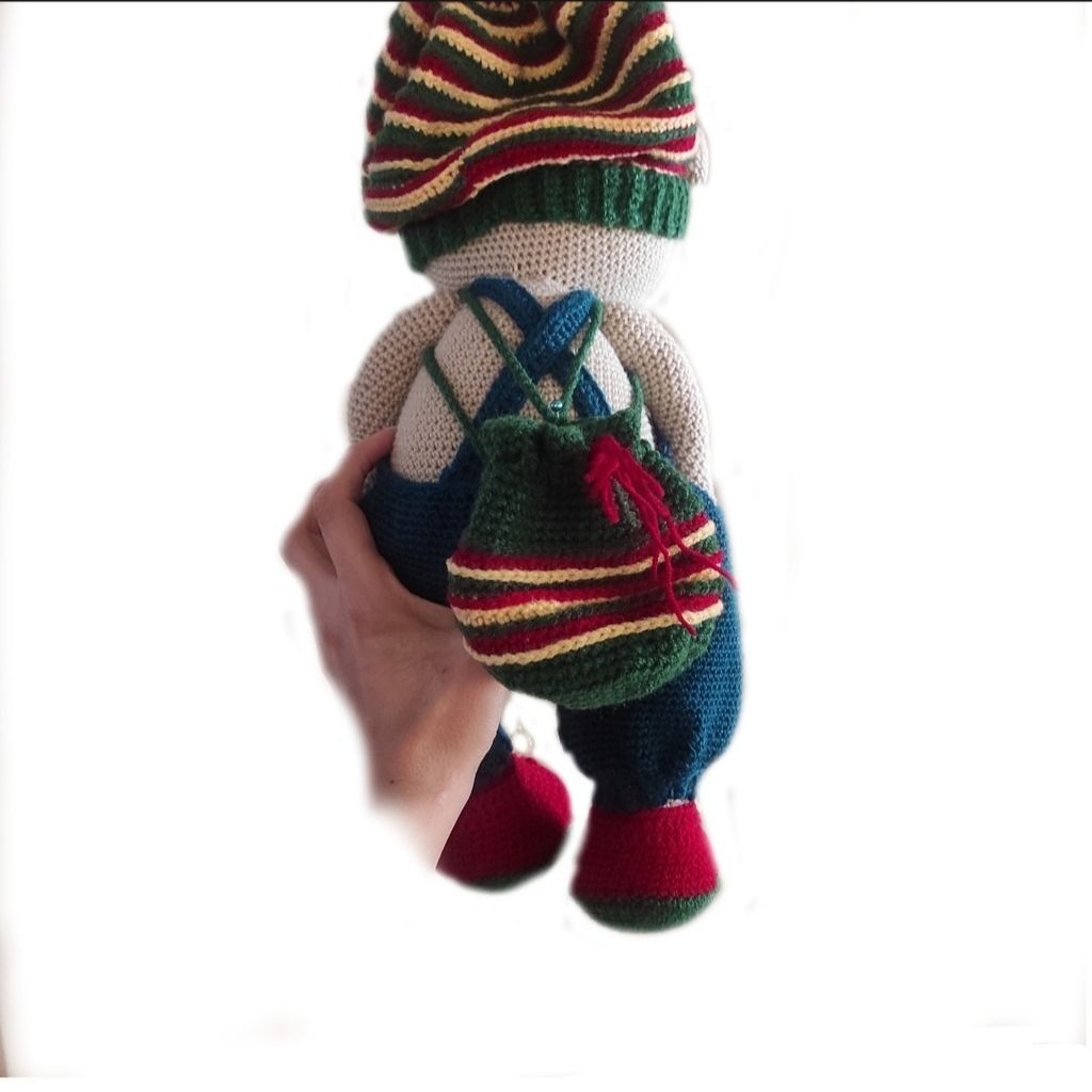 خرید اینترنتی عروسک بافتنی خرس کوله پشتی دار