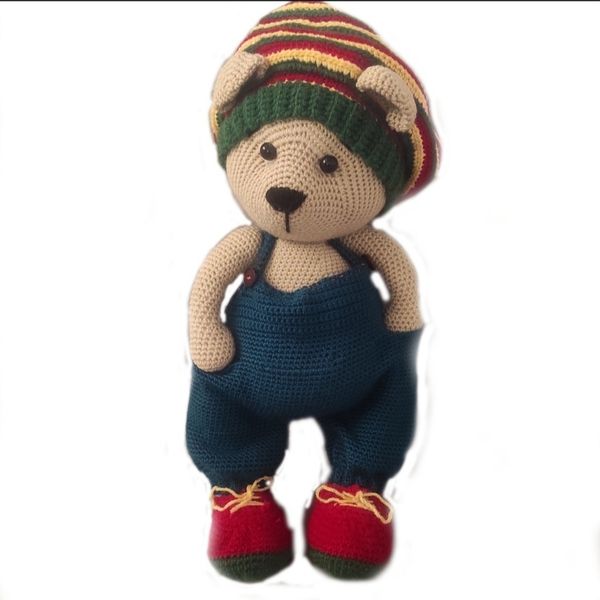 عروسک بافتنی خرس کوله پشتی دار