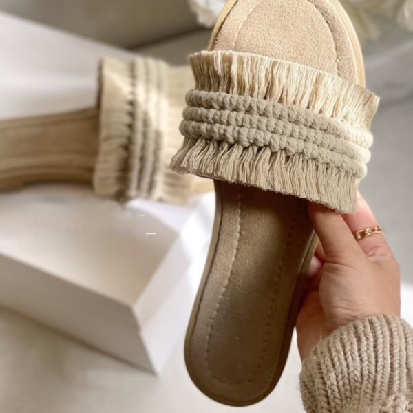 دمپایی مجلسی زنانه مدل مکرومه بافی