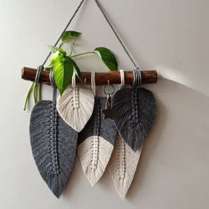 فروش اینترنتی جاکلیدی برگ مکرومه بافی مدرن رنگ دلخواه
