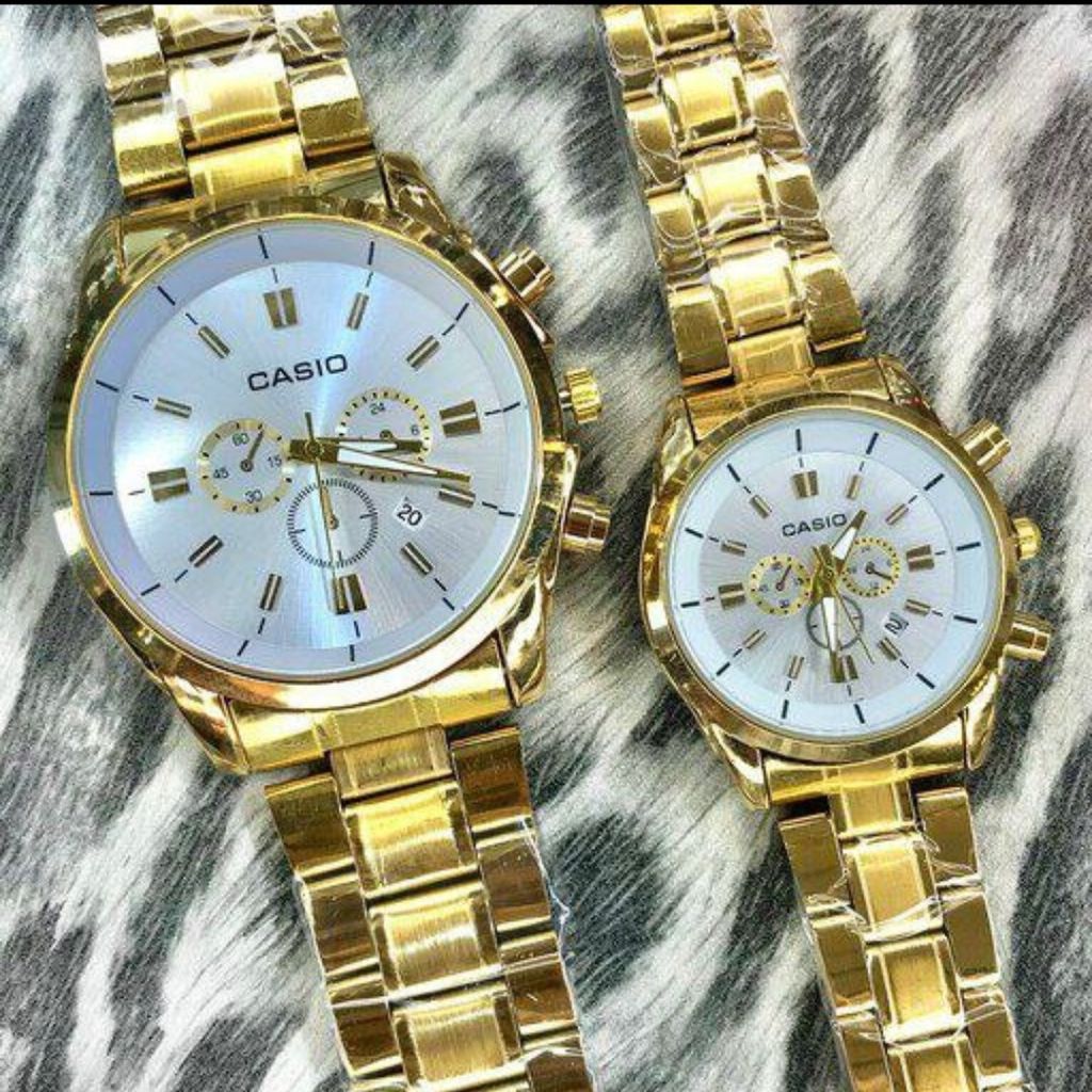 فروش اینترنتی ساعت کاسیو بنداستیل طلایی صفحه سفید