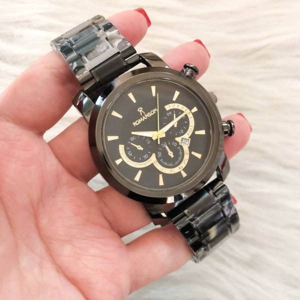 ست ساعت زنانه و مردانه مارک رومانسون بنداستیل مشکی صفحه مشکی