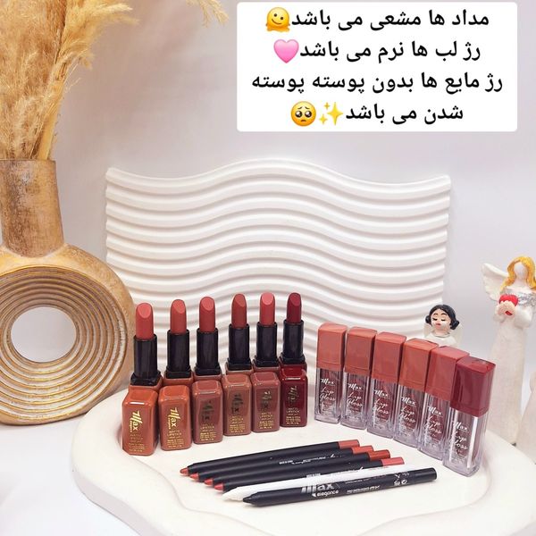 پک کامل رژ مایع و جامد به همراه خط لب و مداد چشم برند SHOW