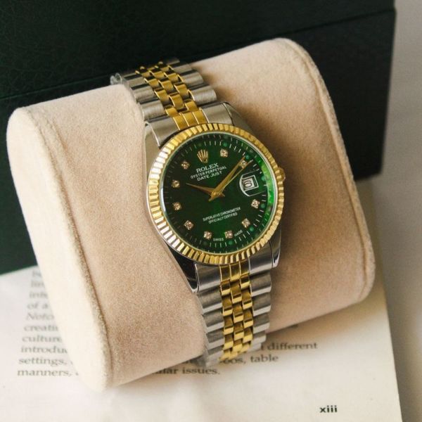 ساعت رولکس بنداستیل دورنگ صفحه سبز