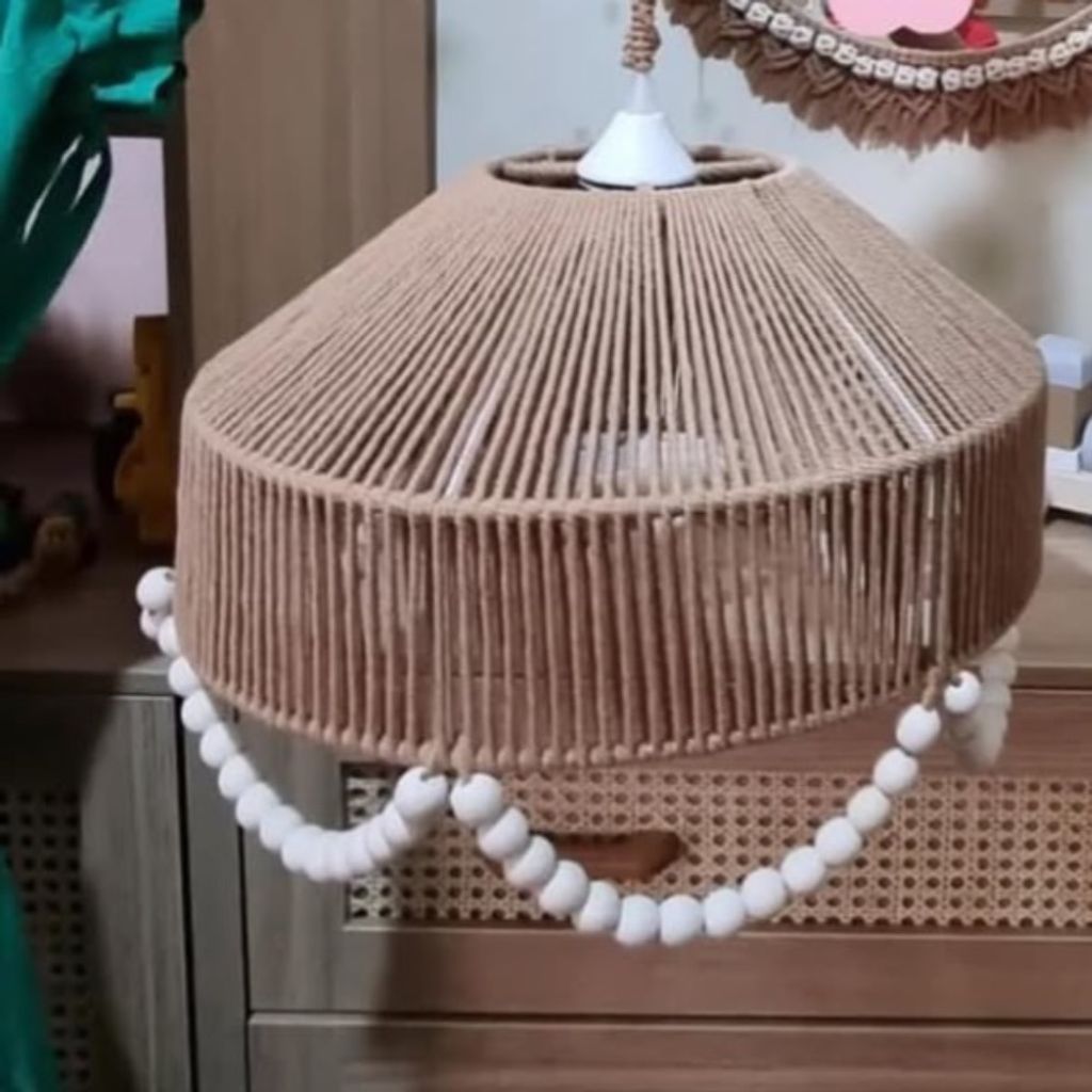 فروش اینترنتی لوستر مکرومه بافی مدل مخروطی