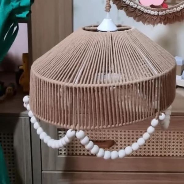 لوستر مکرومه بافی مدل مخروطی