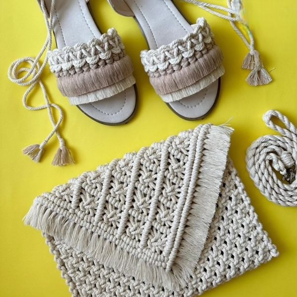 ست کیف صندل زنانه مکروومه تابستانه