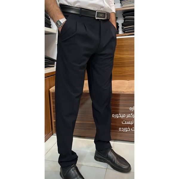 شلوار مردانه پارچه ای کشی مام فیت پیله دار