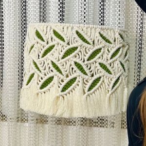 خرید آنلاین لوستر مکرومه بافی مدل برگ سبز