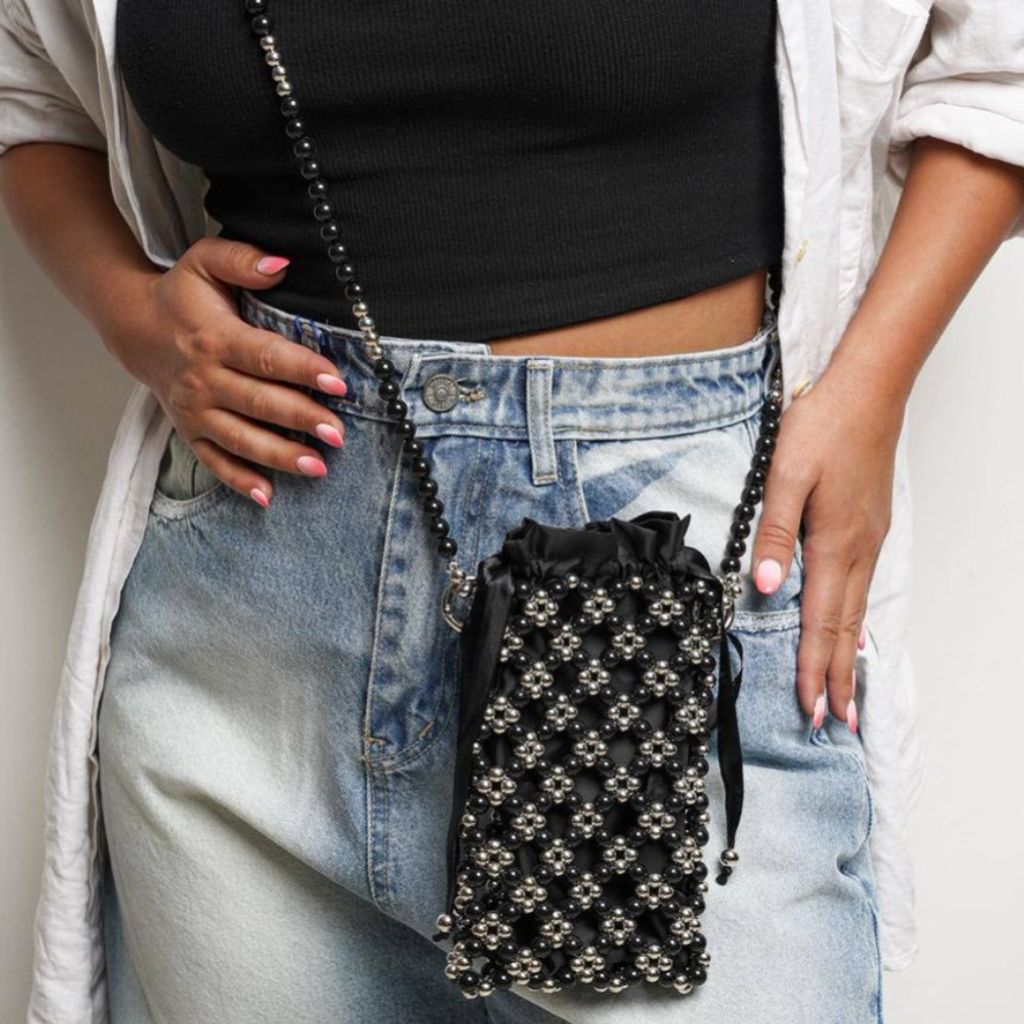 قیمت ارزان کیف دست دوز مرواریدی موبایلی هانا