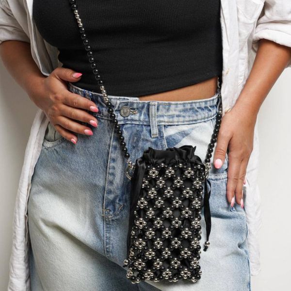 کیف دست دوز مرواریدی موبایلی هانا