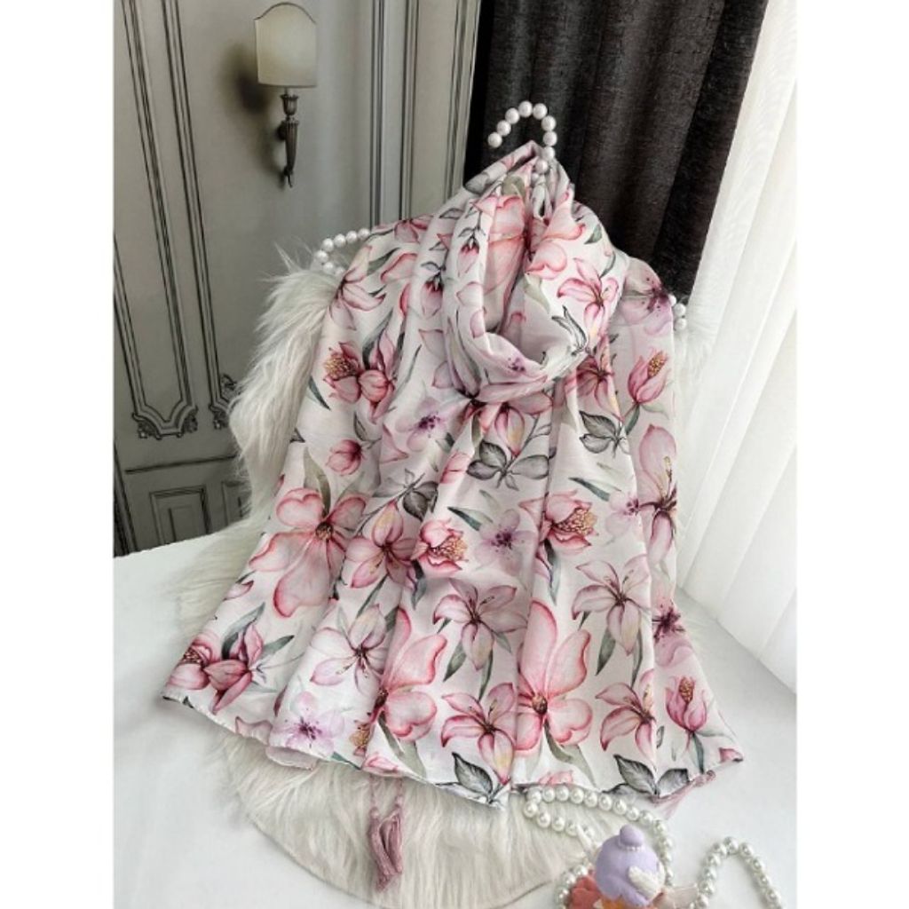 قیمت شال نخی قواره 188*68 نخ سیااسکارف مدل ارکیده