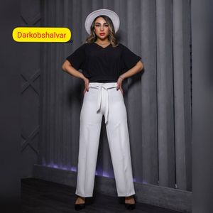 خرید اینترنتی شلوار زنانه کرپ مازراتی بالا گشاد کد 360