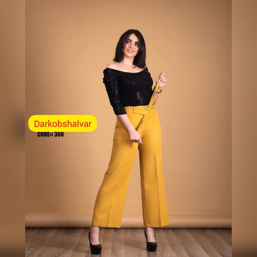 قیمت ارزان شلوار زنانه کرپ مازراتی بالا گشاد کد 360