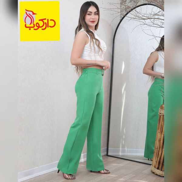 شلوار پارچه ای بالا گشاد بغل زیپ دار