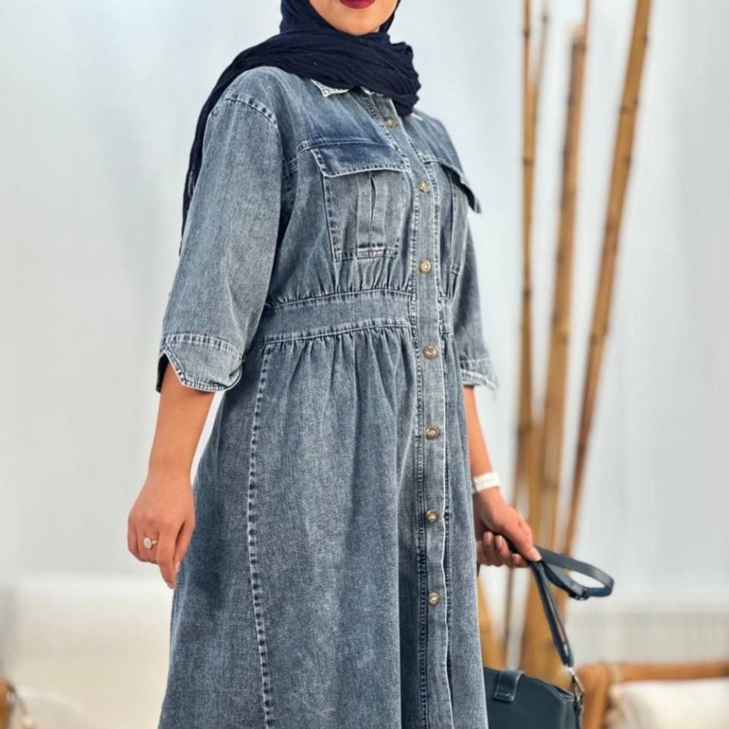 مشخصات ماکسی جین دکمه دار