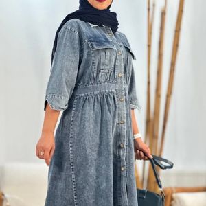 مشخصات ماکسی جین دکمه دار