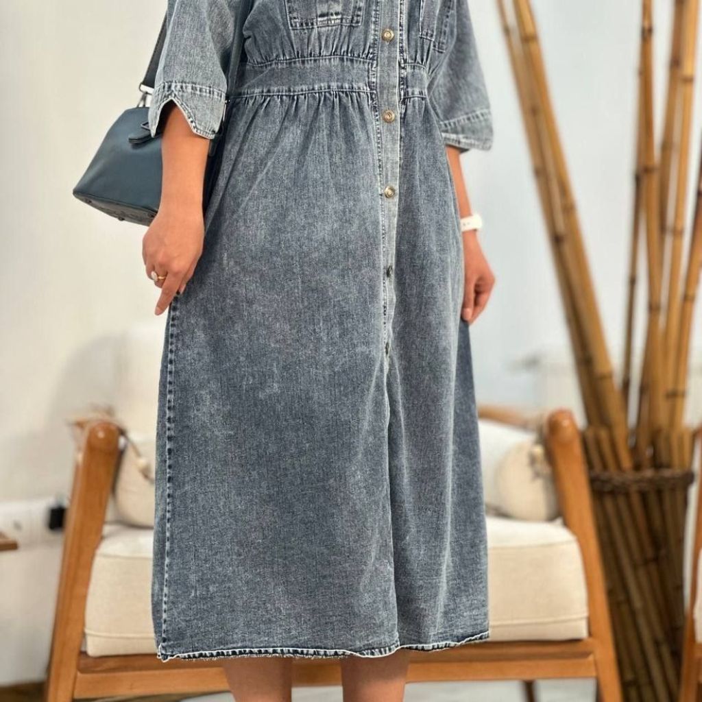 خرید انلاین ماکسی جین دکمه دار