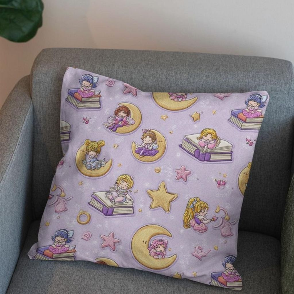 خرید انلاین پارچه مخمل روبالشی پارچه باما طرح سه بعدی دختر و ماه  کد 5014138