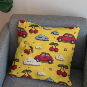 فروش اینترنتی پارچه مخمل روبالشی پارچه باما طرح سه بعدی ماشین کیوت کد 5014144