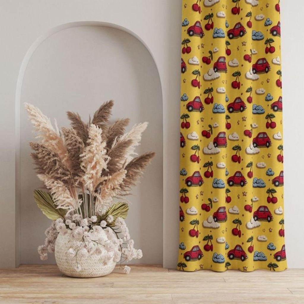 خرید انلاین پارچه مخمل روبالشی پارچه باما طرح سه بعدی ماشین کیوت کد 5014144