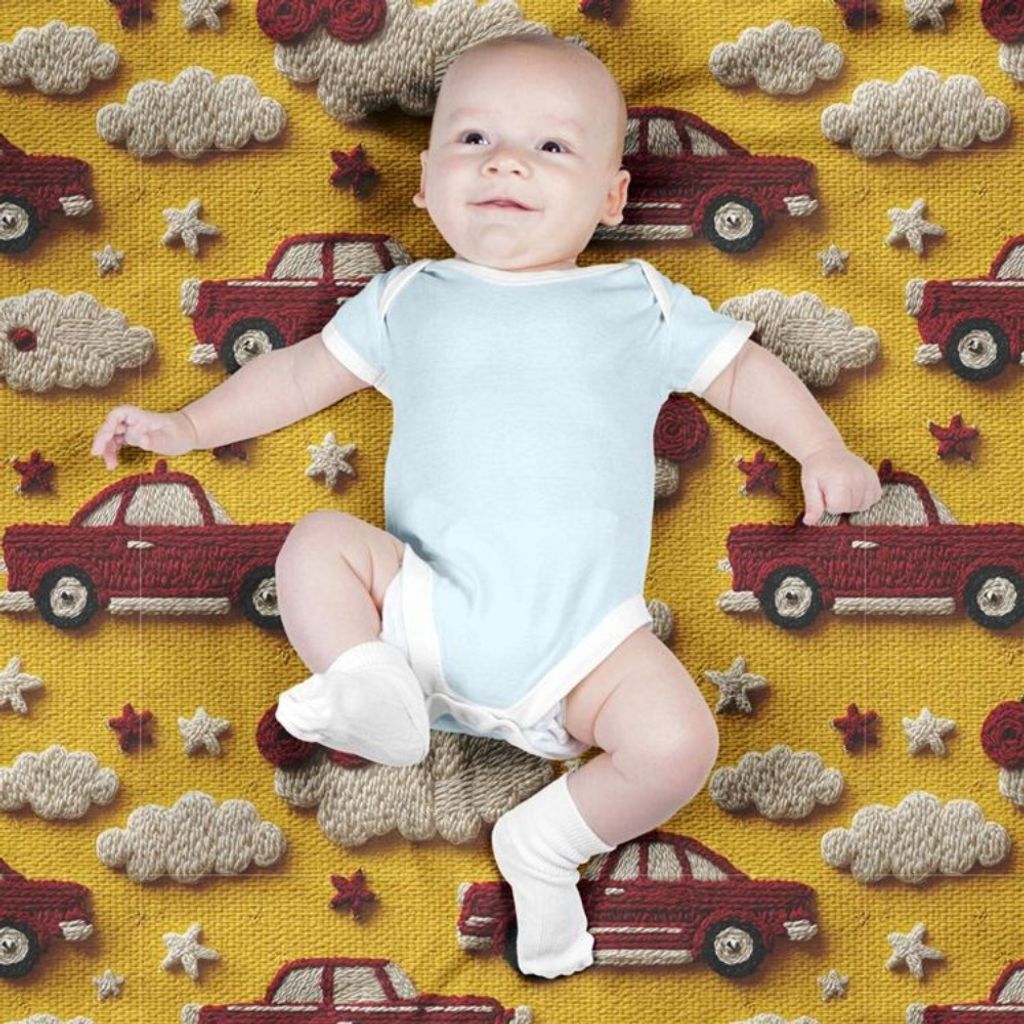 خرید اینترنتی پارچه مخمل روبالشی پارچه باما طرح سه بعدی ماشین کیوت کد 5014145