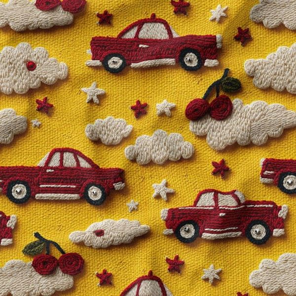 پارچه مخمل روبالشی پارچه باما طرح سه بعدی ماشین کیوت کد 5014145