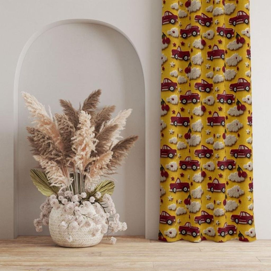 خرید اینترنتی پارچه مخمل روبالشی پارچه باما طرح سه بعدی ماشین کیوت کد 5014145