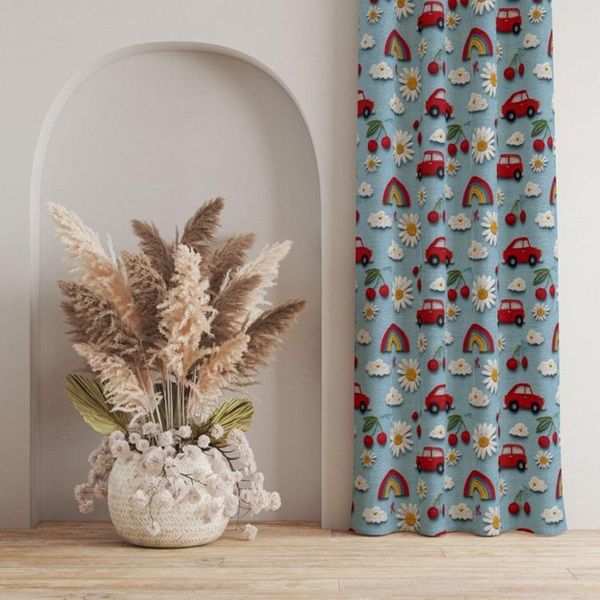 پارچه مخمل روبالشی پارچه باما طرح سه بعدی ماشین کارتونی کد 5014148