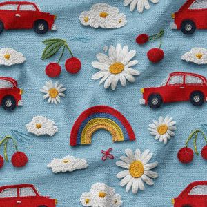 پارچه مخمل روبالشی پارچه باما طرح سه بعدی ماشین کارتونی کد 5014148