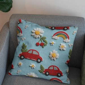 قیمت پارچه مخمل کوسن مبل پارچه باما طرح سه بعدی ماشین کارتونی کد 5014150