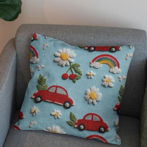 پارچه مخمل کوسن مبل پارچه باما طرح سه بعدی ماشین کارتونی کد 5014150